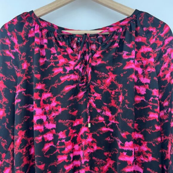 Ellen Tracy SMALL Pink Abstract Boho Long Sleeve Peasant Top Blouse Shirt - Picture 3 of 6